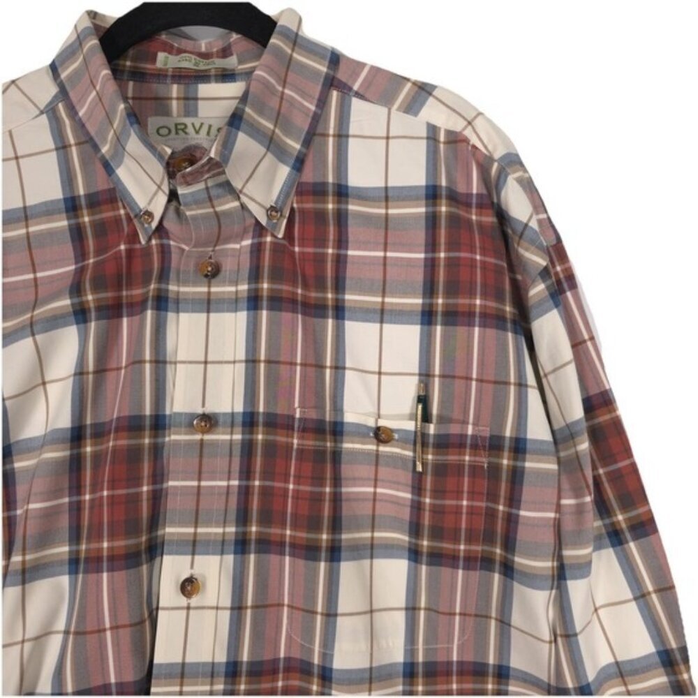 ORVIS Men's Shirt‎ XL Cotton Plaid Check Long Sleeve Button Down INDIA🇮🇳MADE